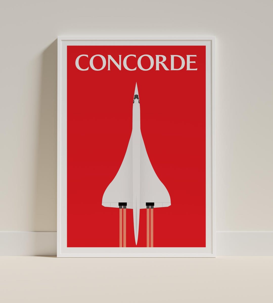Concorde Vintage Digital Poster Retro Aviation Wall Art