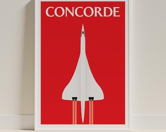 Concorde Vintage Digital Poster Retro Aviation Wall Art