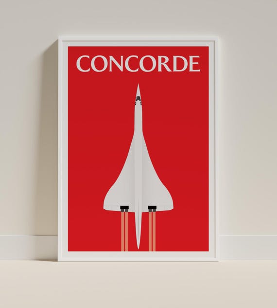 Concorde Vintage Digital Poster Retro Aviation Wall Art