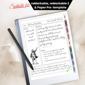 Hyperlinked Cornell Notes Template for Remarkable, Digital Notebook ...