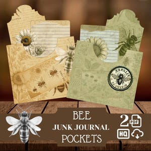 Kit folio pour journal indésirable Abeille, pochettes pour journal indésirable vintage éphémères imprimables, feuilles de découpage numériques et pages pour les amateurs de scrapbooking DIY