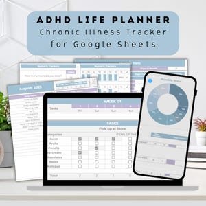 ADHD Digital Planner for Women: Google Sheets Chronic Illness & Life Tracker (Digital Download)