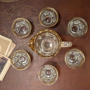 Vintage Indiana Glass Child&#39;s Pitcher & Tumblers Set: Doll Tea Party