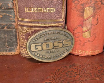 Vintage Goss-Druckpresse Gürtelschnalle, Graphic Systems
