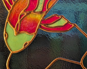 Handcrafted Stained Glass Koi Fish 12 Inch Panel