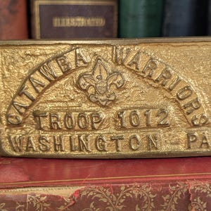 Vintage Boy Scouts of America Belt Buckle - Catawba Warriors Troop 1012 Washington PA - Brass Scout Memorabilia
