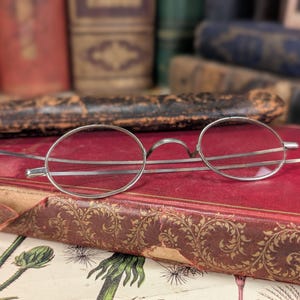 Authentic 19th Century Wire-Rimmed Spectacles with Original Leather Case - Antique Reading Glasses