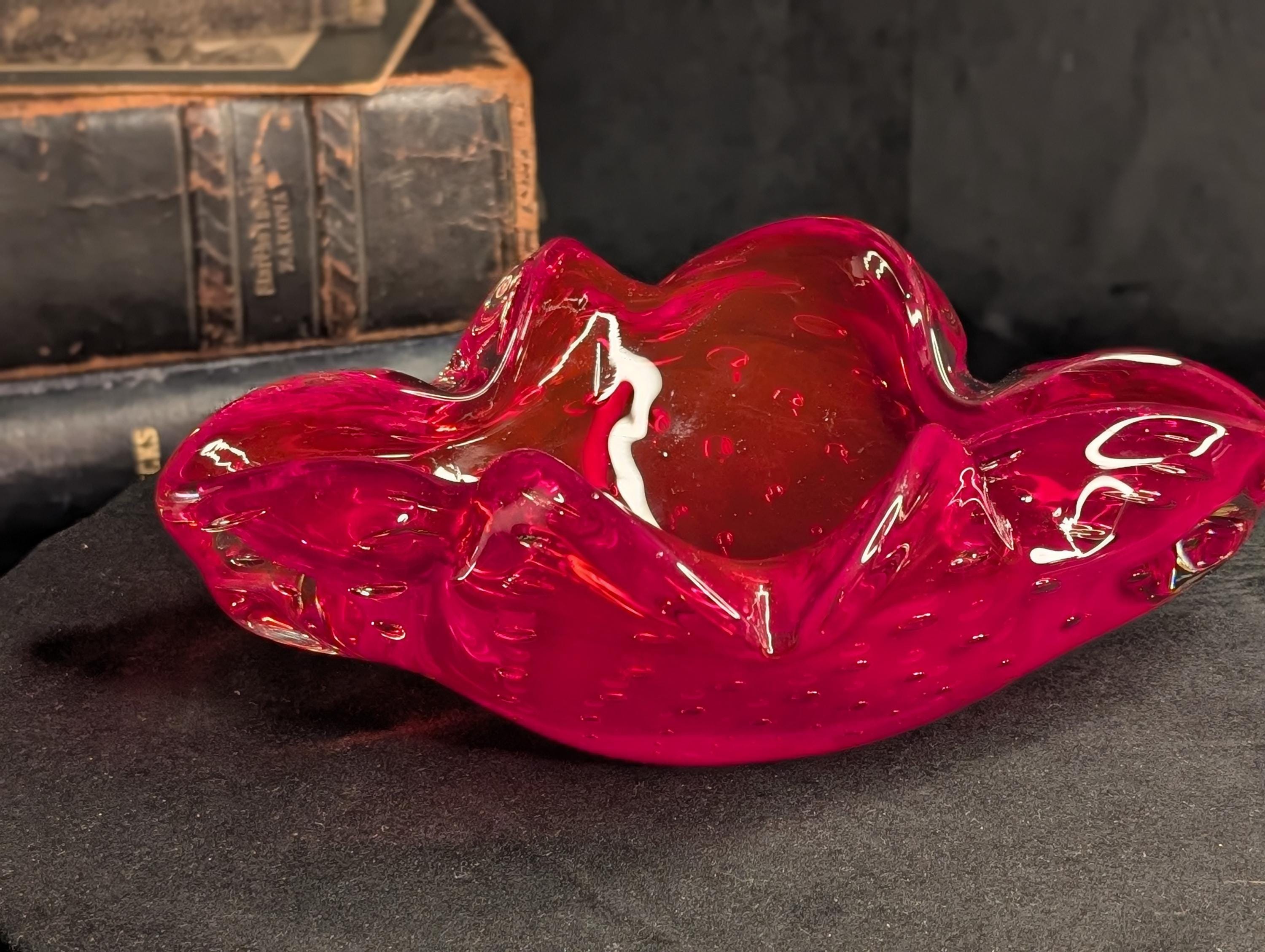 Red Glass Ashtray - Etsy