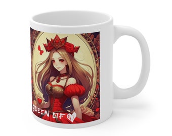 Taza de café de cerámica Anime Queen of Hearts - ¡Sorbe la elegancia real del anime!