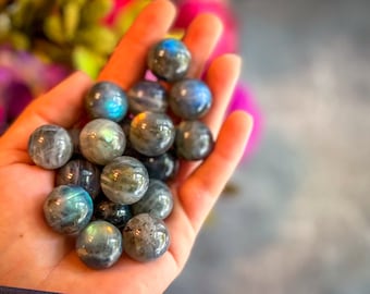 Mini sphères de labradorite, cristaux et pierres, marbre de labradorite