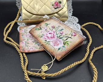 Handmade Mini Floral Journal Set in Estee Lauder Purse