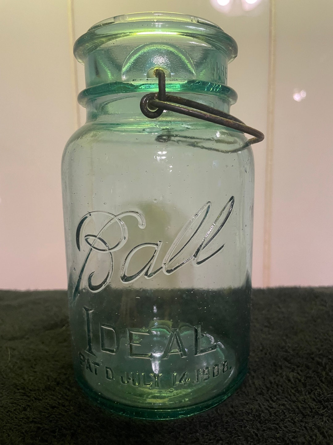 Quart Vintage July 14 1908 Ball Ideal Blue Aqua Mason Jar Etsy