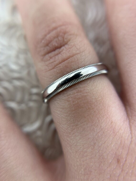 Tiffany Co Platinum Classic Double Milgrain Wedding Engagement Band 3mm  Size