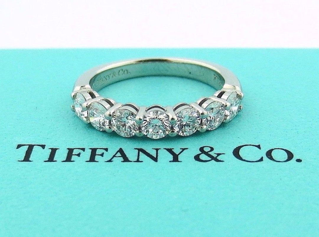 Tiffany Platinum Embrace Diamond Shared Wedding Band Ring 