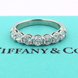 Tiffany & Co. Platinum Embrace .91ct Diamond 3.5mm Shared Wedding Band Ring 7.5