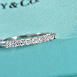 Tiffany & Co. Platinum Embrace .27ct Diamond 2.2mm Shared Wedding Band Ring 7