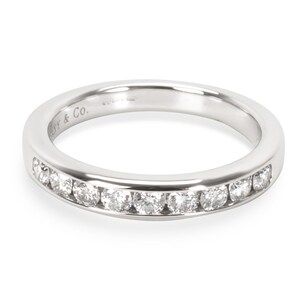 Tiffany & Co. Platinum Shared Channel Set .24ct Diamond Wedding Band Ring 4