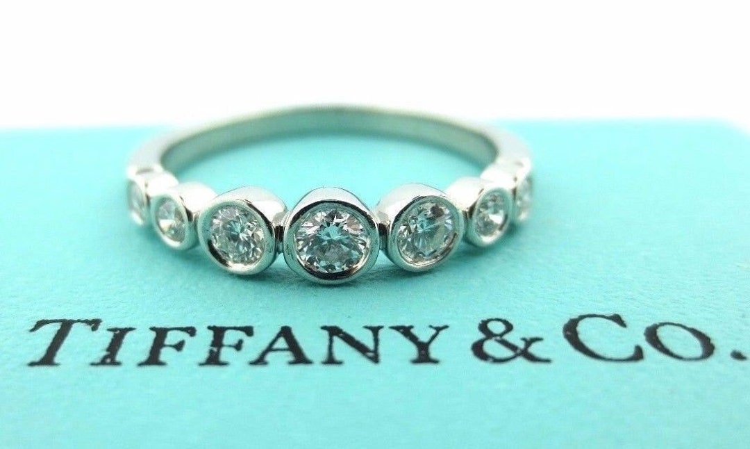 Tiffany & Co Platinum Jazz Graduated Diamond Band Ring .31CT Size