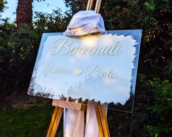 Tableau di benvenuto per matrimoni in acrilico