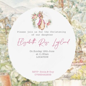 Floppy Rabbit, Peter Rabbit Taufeinladung, Taufeinladung, personalisiert