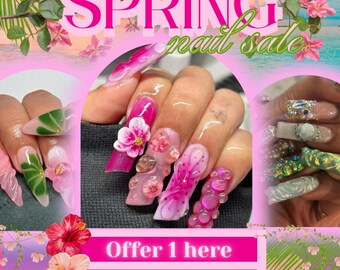 Spring Nail Flyer Template: Editable Canva Design (Digital Download)