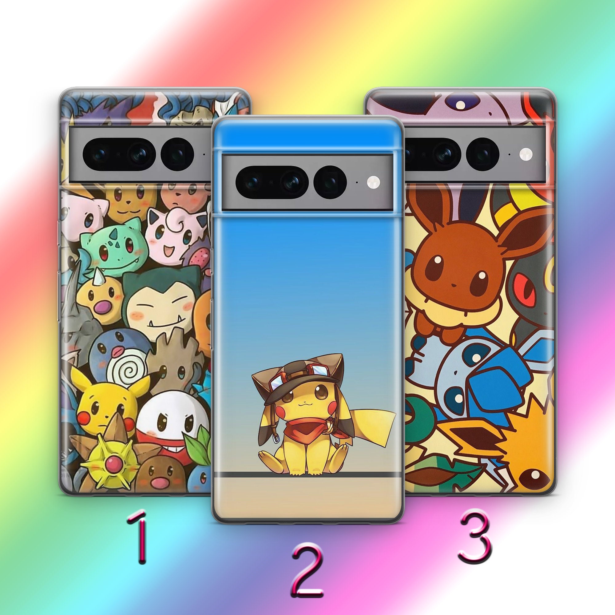 Pikachu 3 Phone Case Cover For Google Pixel 6 6A 7 7A 8 8A 9 9A Pro XL Models Animation Characters Japanese Cartoon Action Fighters Popular