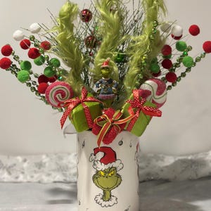 Grinch-Inspired Holiday Centerpiece - Festive Christmas Table Decor with Whimsical Details