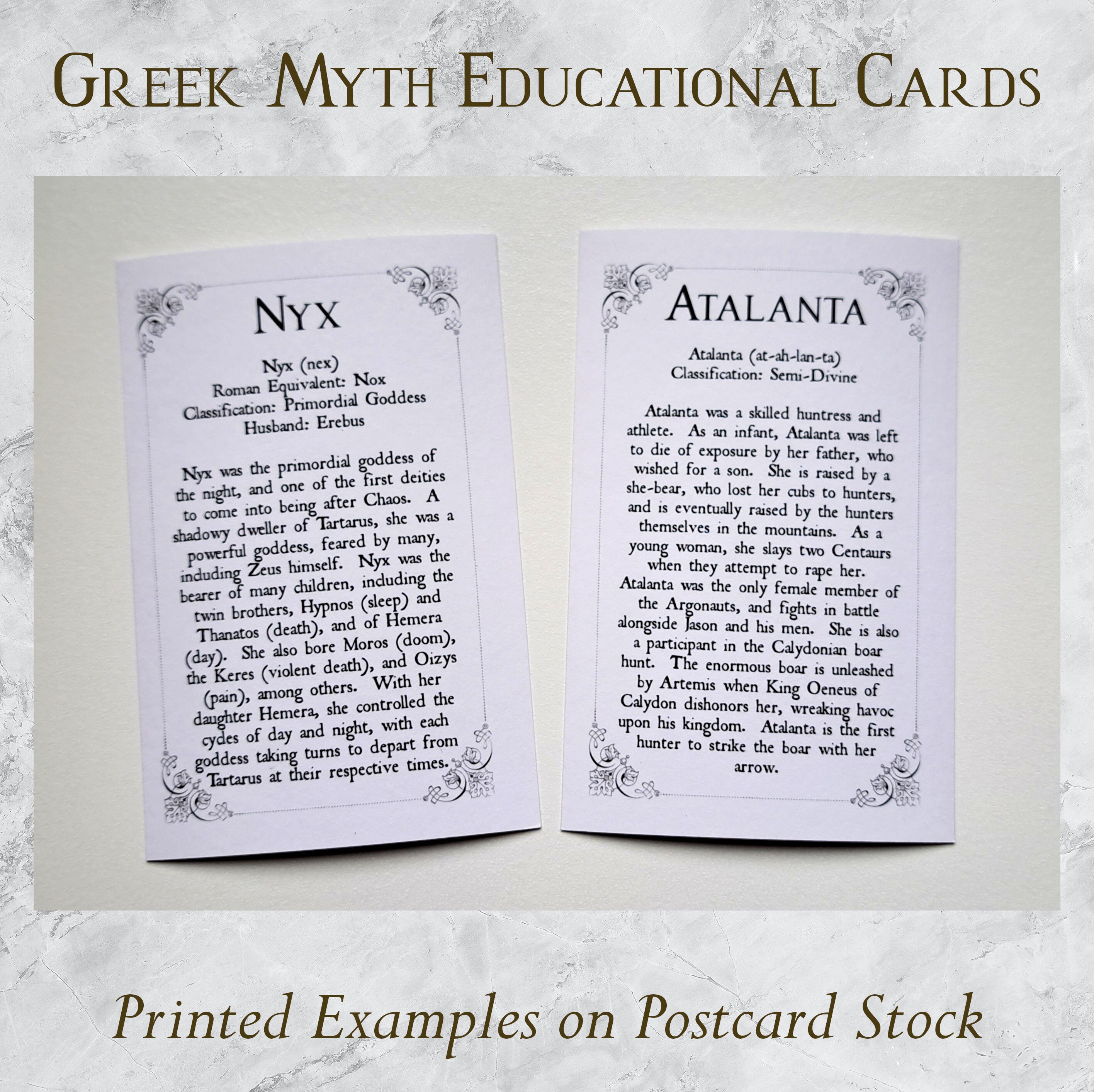 New Greek Myth Educational Cards Digital Download, 40 Cards, Starter ...