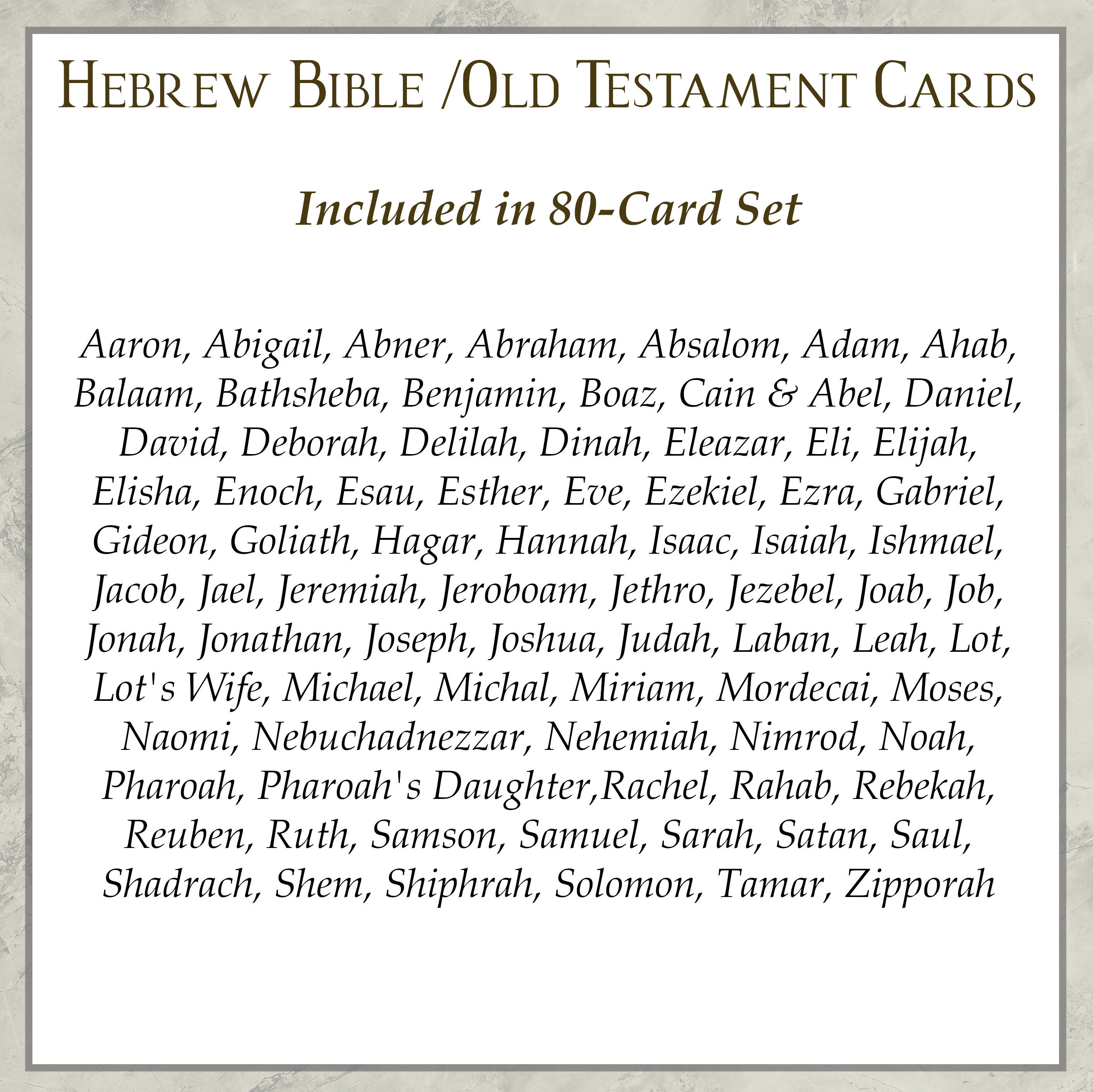 Old Testament Educational Cards Digital Download, 80-card Set, Bible ...