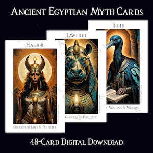 New! Ancient Egyptian Myth Cards Digital Download, 48-Card Set, Ancient Egypt, Mythology, Study Guides