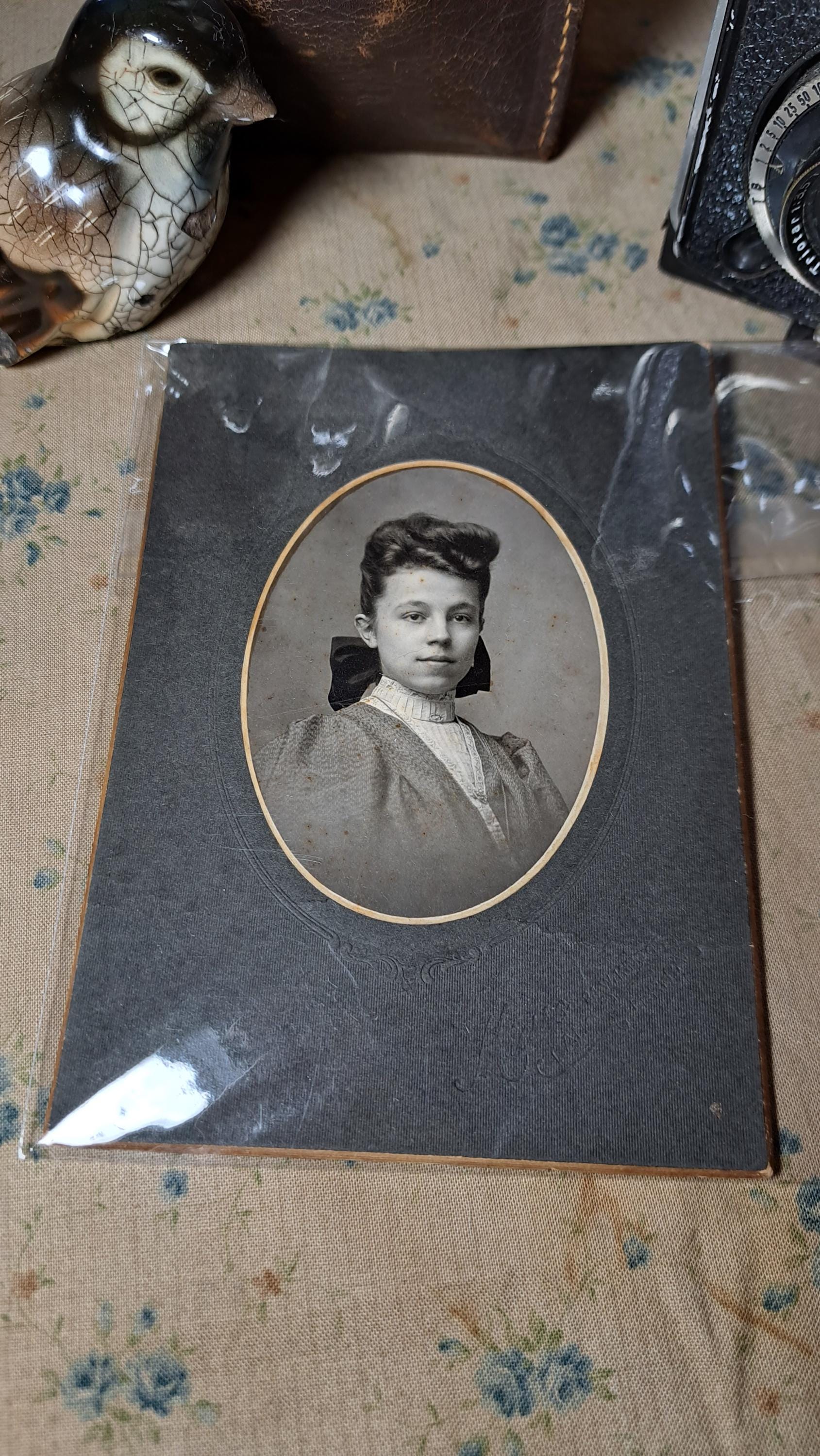 Antique Cabinet Card Portrait of Young Lady With High Pompadour