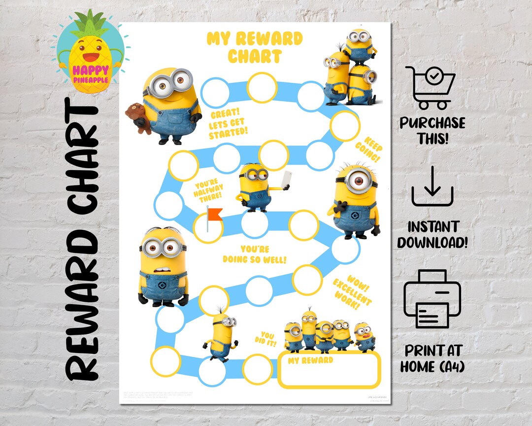 Minions Reward Chart for Kids, Chore Chart, Behaviour Chart, Digital ...