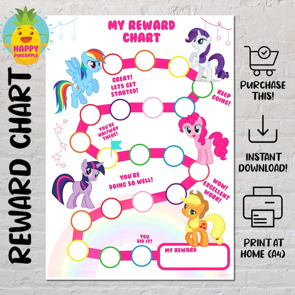 My Little Pony Reward Chart for Kids, Chore Chart, Behaviour Chart, Digital Download, Instant download, Sticker Chart, Potty Training Chart