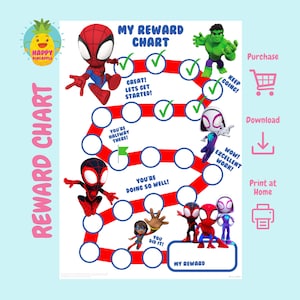 Spidey und seine erstaunliche Freunde Belohnung Tabelle für Kinder, Chore Tabelle, Verhaltens Tabelle, digitale Download, Sofort-Download, Aufkleber