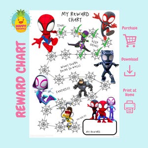 Spidey Belohnungstabelle | Druckbare Superhelden Verhalten & Aufgaben Tabelle | Kids Sticker Tagesplaner | Spaß Belohnungssystem | Digitaler Download