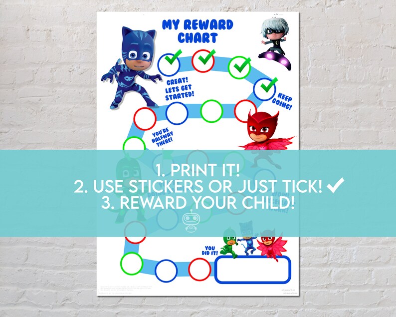 PJ Masks Boys Reward Chart for Kids, Chore Chart, Behaviour Chart ...
