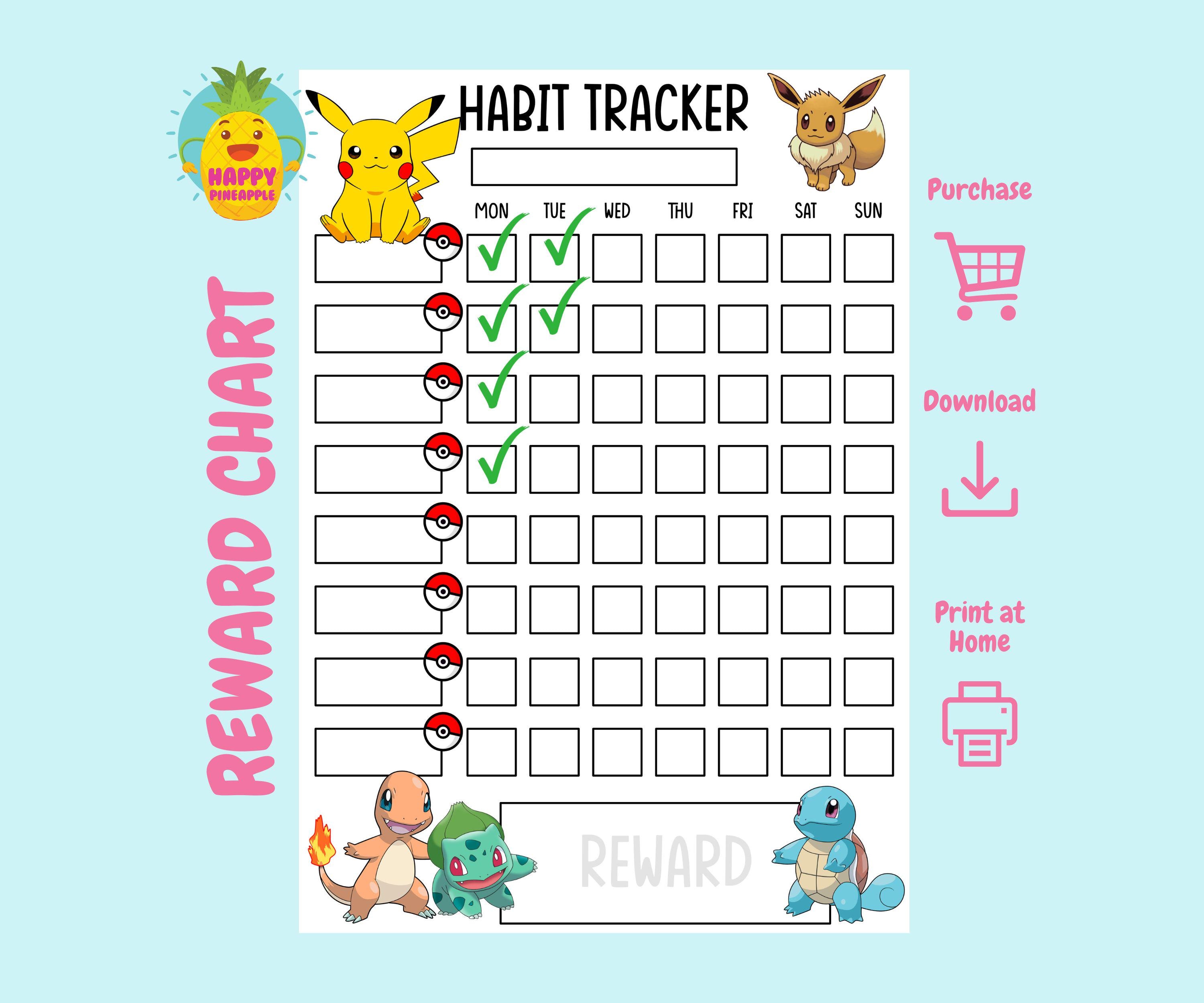 Pokemon Routine Reward Chart for Kids, ADHD, Routines, Chore Chart
