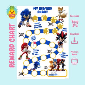 Sonic the Hedgehog Belohnungstabelle für Kinder, Belohnungstabelle, Belohnungstabelle, Arbeitsblatt, digitales Download, Sonic 3, Belohnungstabelle,