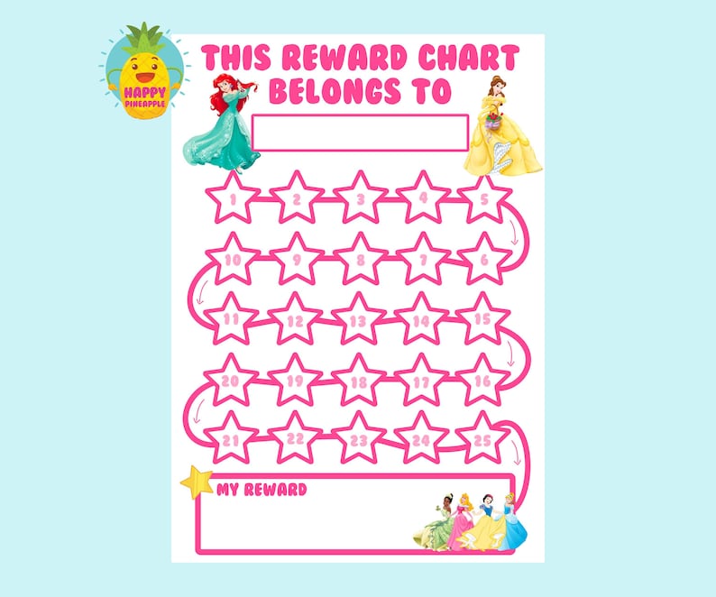Princess Reward Chart | Printable Princess Behavior Chart | Daily Chore ...