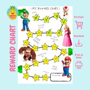 Super Mario Movie Reward Chart for kids, Chore Chart, Behaviour Chart, Digital Download, Instant download, Sticker Chart,