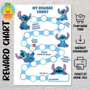 Stitch Reward Chart for Kids, Chore Chart, Behaviour Chart, Digital ...