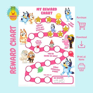 Kindertöpfchen Schaubild | Bluey Belohnungstabelle | Toilettenschulung | Töpfchen | Stickerbogen | Kinder Belohnungstabelle | Schulbelohnungstabellen