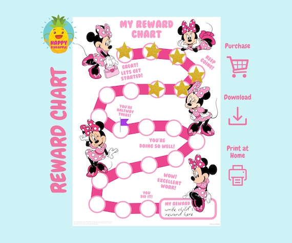 Minnie Mouse Reward Chart for Kids, Chore Chart, Behaviour Chart, Digital Download, Instant download, Sticker Chart,