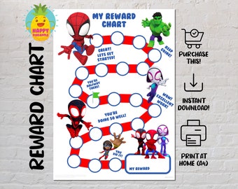 Spidey and his Amazing Friends Reward Chart for Kids, Chore Chart, Behaviour Chart, Digital Download, Instant download, Sticker Chart,