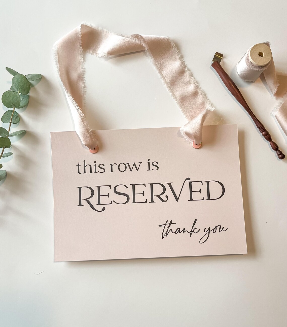 Two 2 Reserved Row Sign, Personalized Reserved Row Sign With Ribbon ...