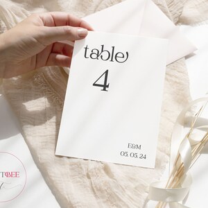 Printed Table Numbers,  Minimalistic Table Numbers, Wedding Table Numbers, Modern Minimal Table Number Cards, Custom Table Numbers 5x7