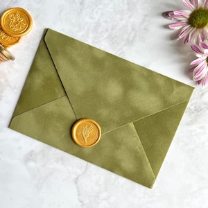 Velvet Envelopes, Olive Envelopes, Wedding Invitation Envelopes, Olive GreenEnvelopes, Envelopes 5.25" x 7.25", Custom size envelopes