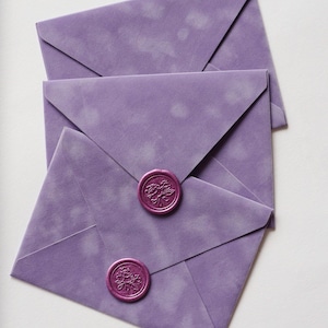 Velvet Envelopes, Mauve Wedding, Violet Envelopes, Wedding Invitation Envelopes, A7 Euro Flap Envelopes 5.25" x 7.25"