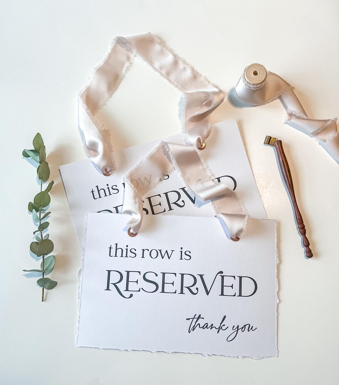 Paper Reserve Rows Personalized Wedding Reserved Row Sign, Satin Ribbon, Set of 2 - Etsy