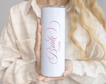 Vasos personalizados para novios, para él y para ella, botella de agua delgada de 20 oz